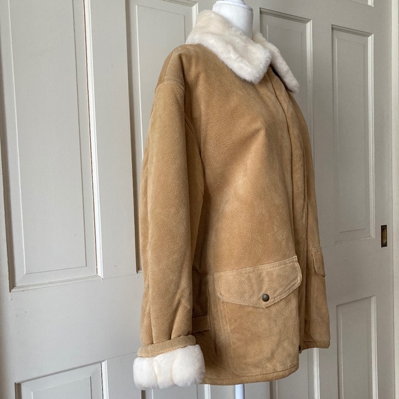 J Percy for Marvin Richards Vintage SUEDE FAUX FUR Jacket SZ L - Picture 4 of 12